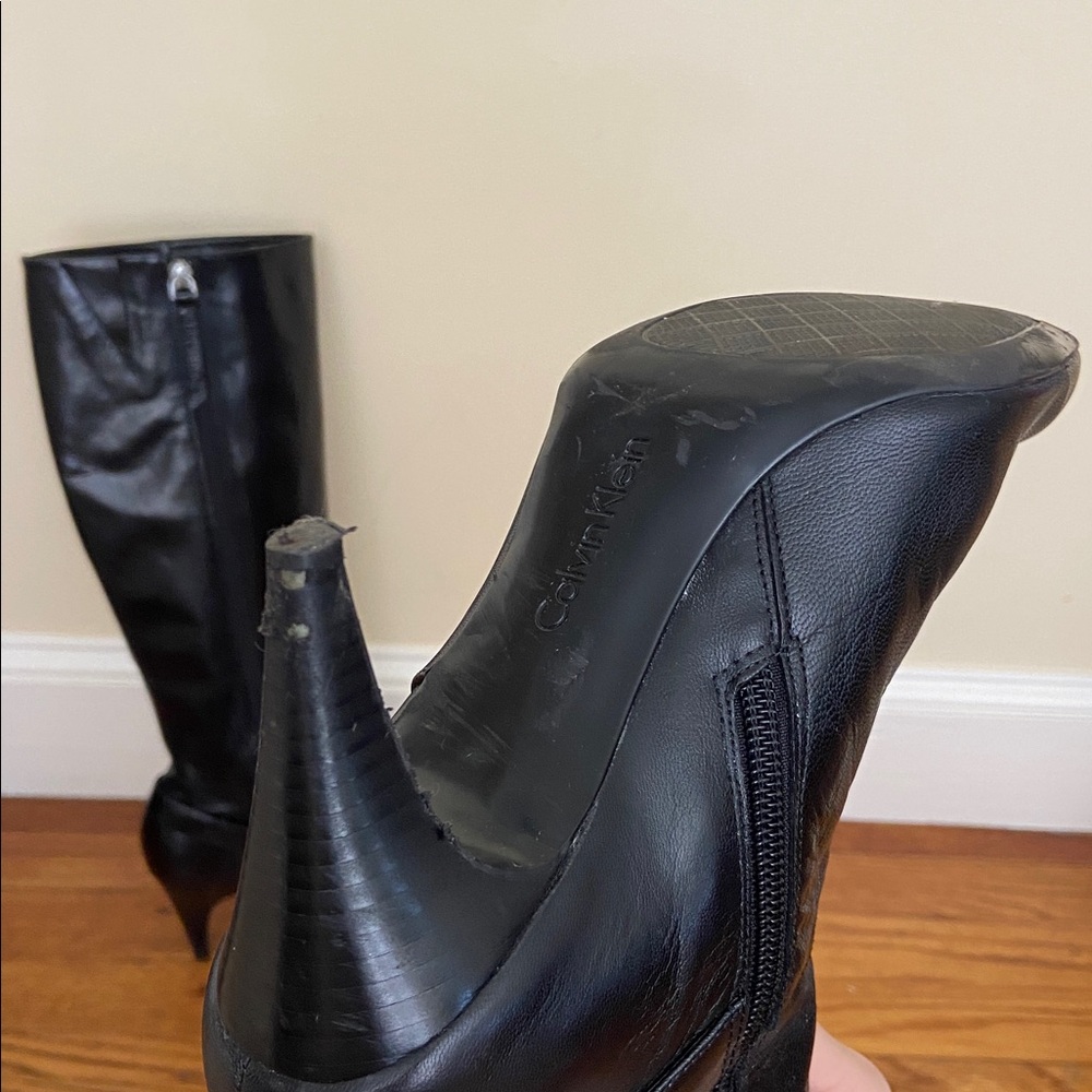 Calvin Klein Black Heeled Knee High Boots - Picture 7 of 7